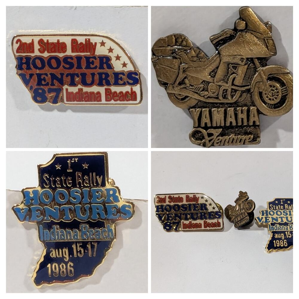 Yamaha Hoosier Ventures lapel pins Indiana Beach motorcycle rally 1986 1987 vtg